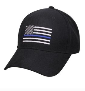 Law Enforcement Blue Line US Flag Baseball Cap